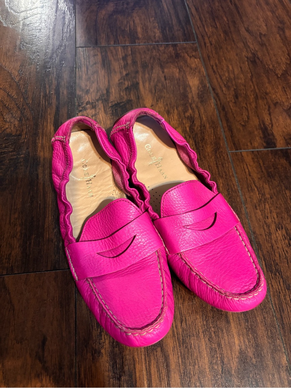 Cole Haan Hot Pink Leather Penny Loafers
